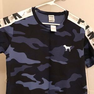 Blue Camoflauge PINK Campus Tee